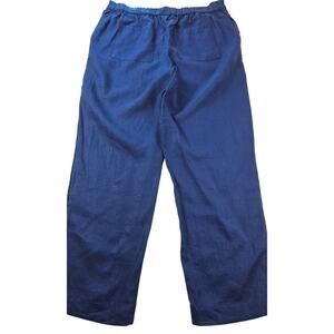 Chicos 2 (12) pull on 100% linen pants blue EUC casual wide leg pockets comfort